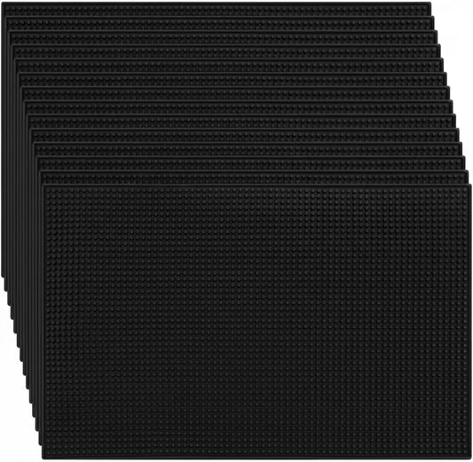 Tioncy 6 Pcs Bar Mat for Countertop 18 x 12 Inch Non Slip Cocktail Rubber Coffee Bar Service Mat for Bartending Hot Dishes Restaurants Barbershop Clippers Hot Pads, Black
