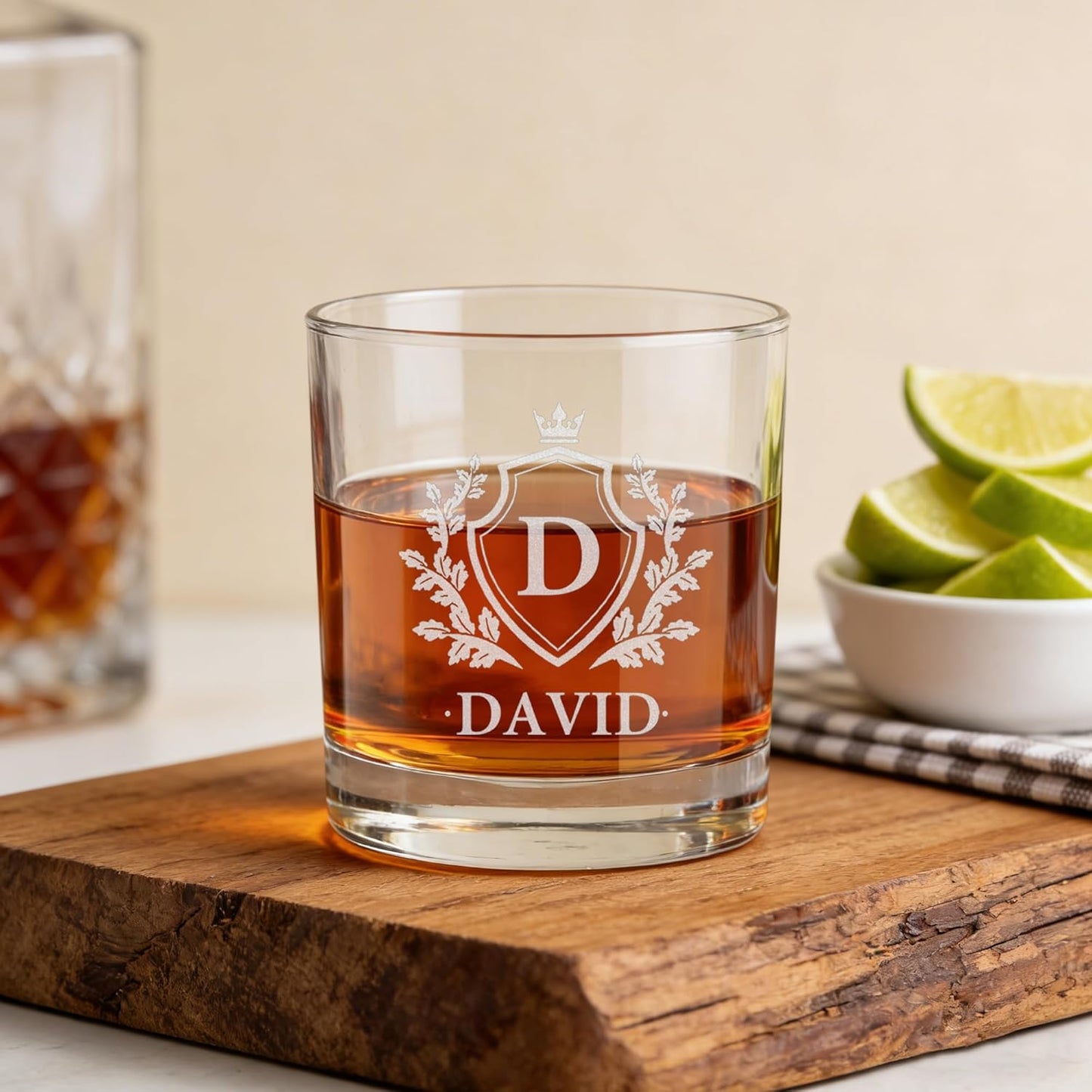 Personalized Whiskey Glass Engraved with Your Custom Text - Etched 12oz Bourbon Glass for Cocktails, Customized Gift For Men Him Husband Birthday, Your Text Here (Personalized, Old Fashioned Glass)