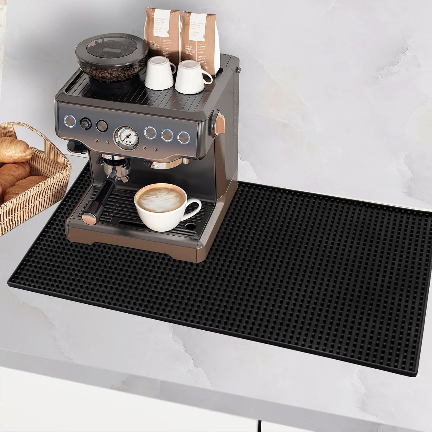 Large Bar Mats for Countertop 12X24'', Thicker Rubber Coffee Bar Mat, Dish Drying Mat, Kitchen Mat for Countertop, Non-slip and Easy to Clean