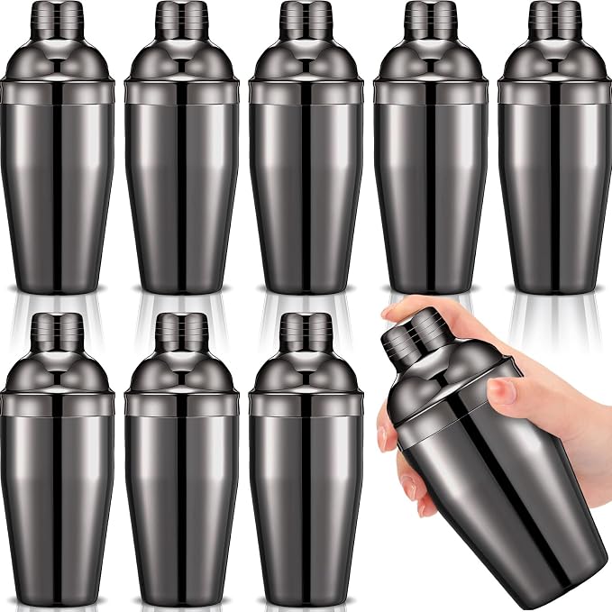 Nitial 9 Pcs Bar Cocktail Shaker, Stainless Steel, 8 oz, Silver - B0G648K5QS