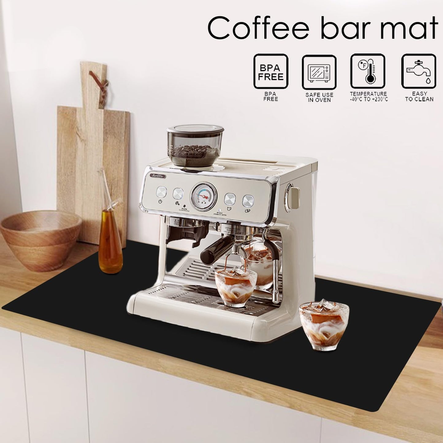 Extra Large Silicone Mat for Kitchen Counter 36" x 24" Silicone Table Mat for Resin Workbench Mat Heat Resistant Mat Coffee Bar Mat, Black