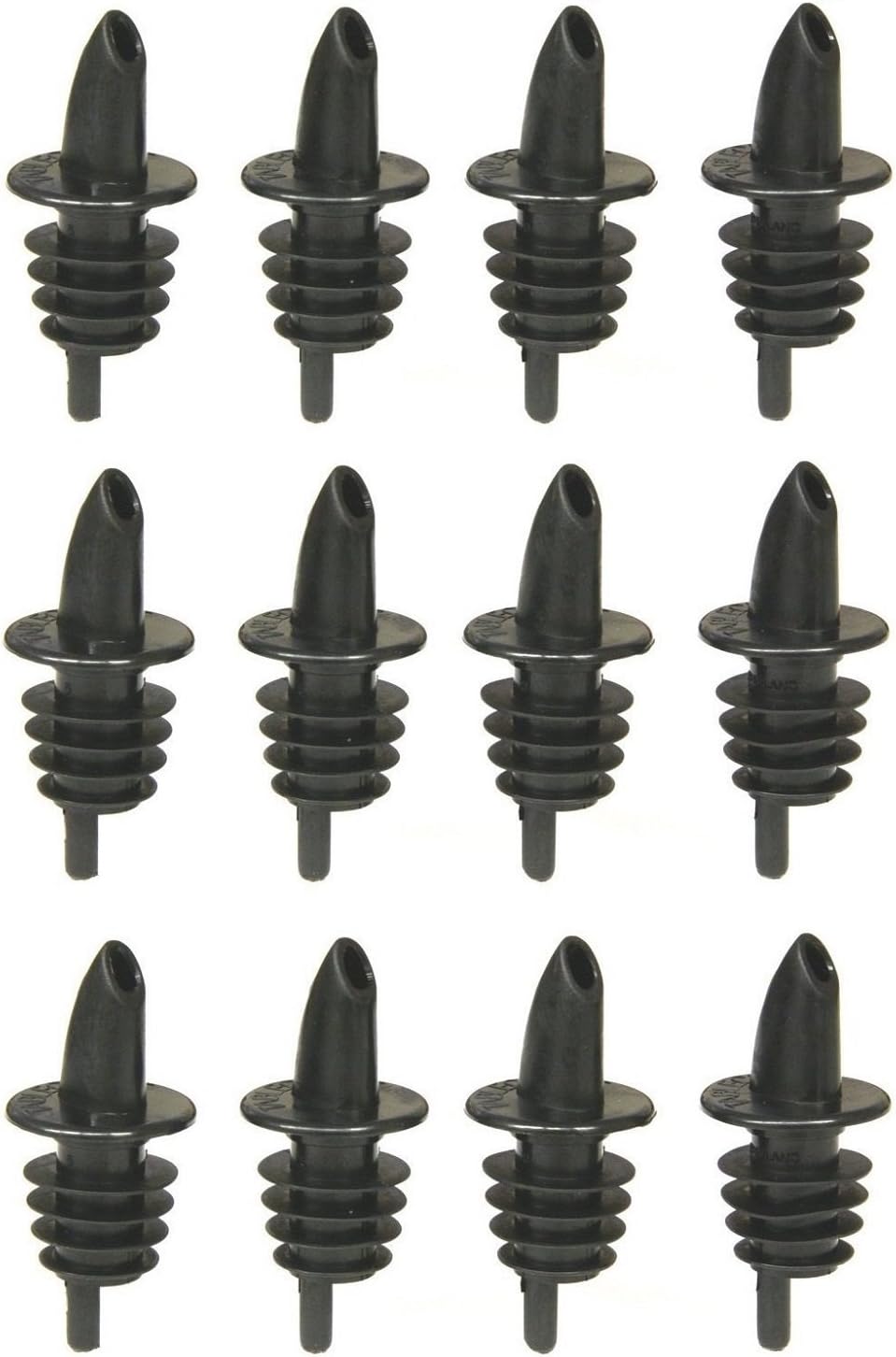 Tablecraft Free Flow Pourers, 2.5 x 1.25 Inch, 12 Count, Black