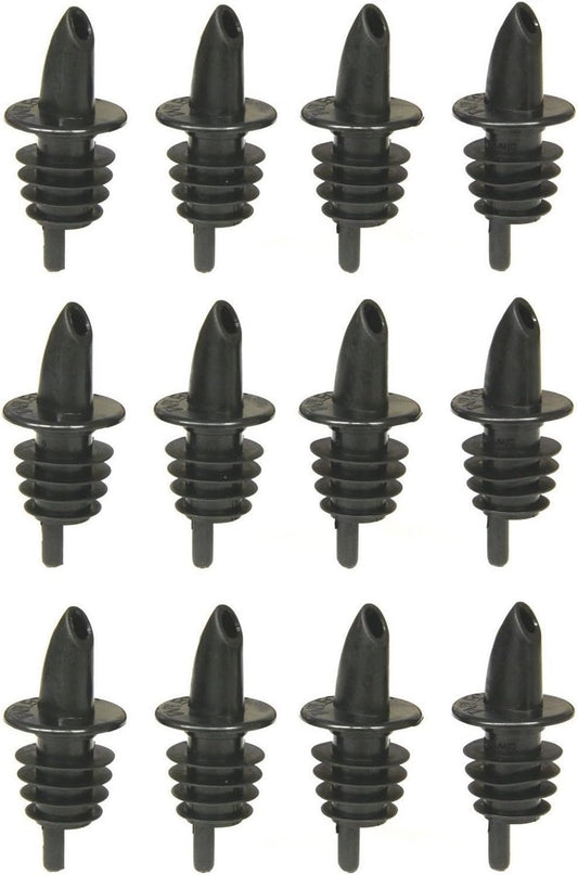 Tablecraft Free Flow Pourers, 2.5 x 1.25 Inch, 12 Count, Black
