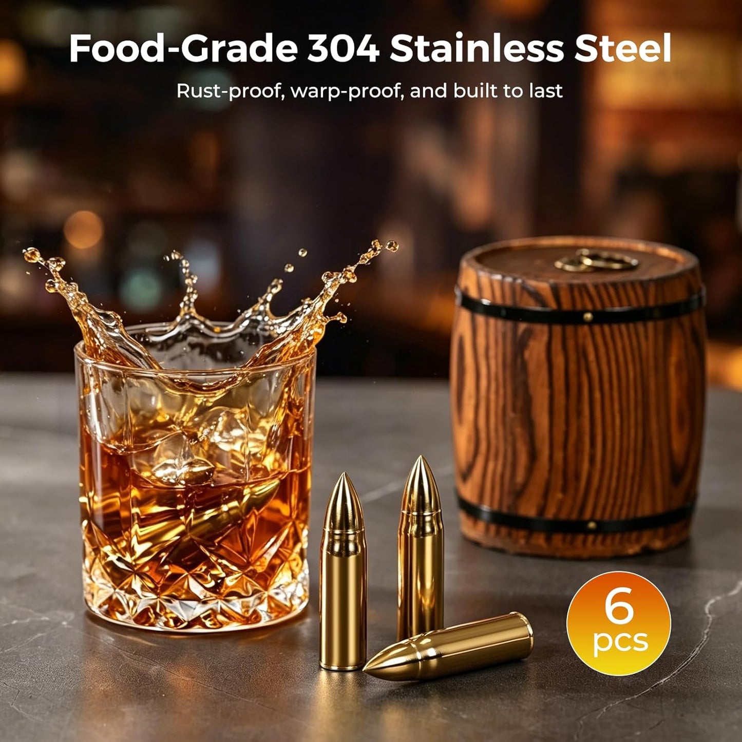 EooCoo Fathers Day Dad Gifts, Whiskey Stones Gift Set with 6 Pcs Stones and Box, Reusable Ice Cubes for Drinks, Cool Gadgets Bourbon Mens Birthday Gifts for Dad, Husband, Whiskey Lover