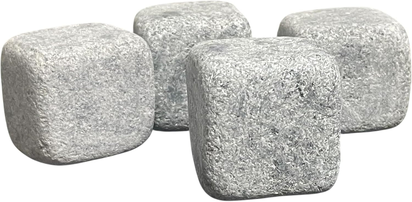Whiskey Rocks – Set of 4 Soapstone Drink Rocks - Large Size - Handmade Soapstone Ice Cubes - Whiskey Chilling Stones