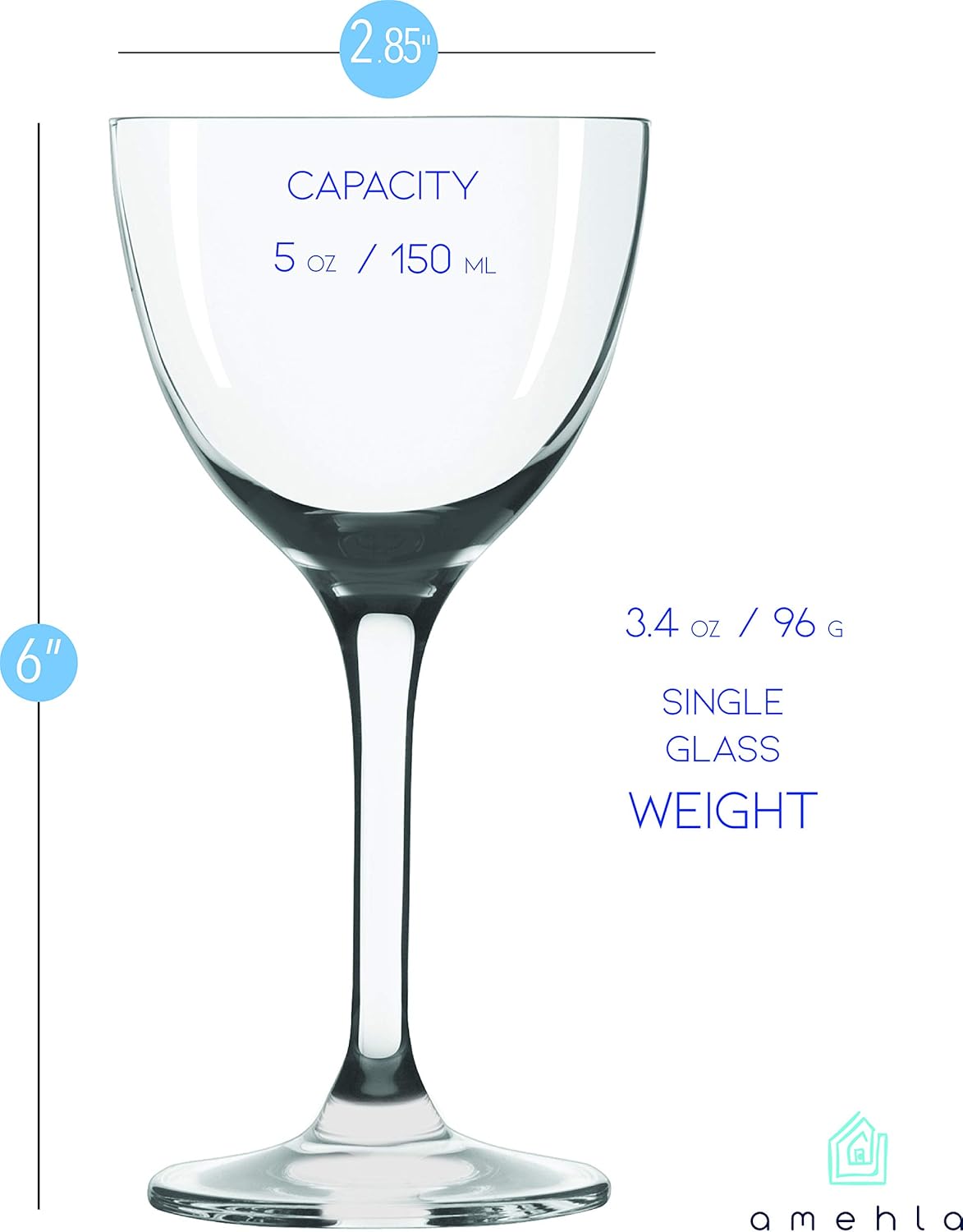 Nick and Nora Coupe Cocktail Glasses - Handblown Vintage Coupe Glasses to Serve a Manhattan, Martini, Aperitif, Algonquin, or Port Wine, 5-ounce Set of 4 or 2 (Plain, 4)