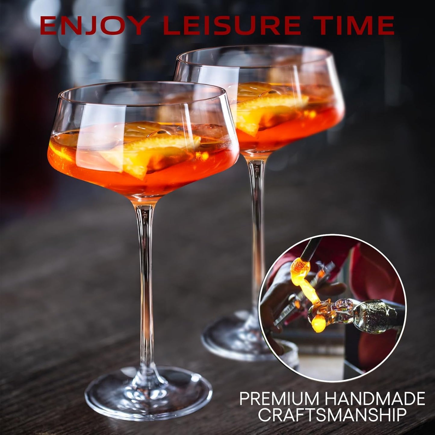 Chouggo Martini Glasses Set of 6, 8Oz Coupe Cocktail Glasses, Hand Blown Premium Crystal Cocktail Glass for Bar, Martini, Cosmopolitan, Manhattan