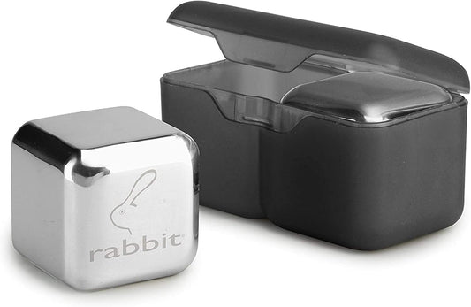 Rabbit Jumbo Chilling Stones - Premium Stainless Steel Whiskey Rocks for Chilling Fine Spirits and Beverages, Reusable Drink Cooling Stones with Storage Case