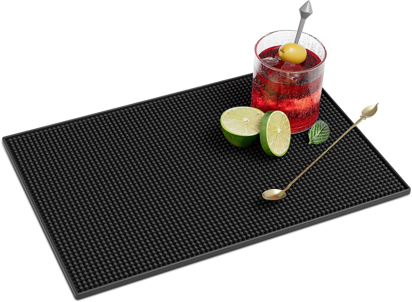 Facmogu 18 x 12 Inch Rubber Bar Mats, Black Heavy Duty Bar Mat PVC Rubber Wet Dish Drying Spill Matting Non Slip Heat Resistant for KTV Bar Glass, Restaurant, Home Counters