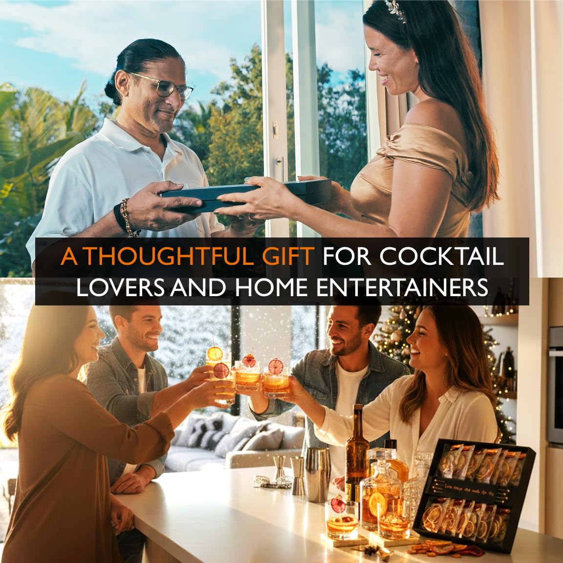 MILLIN GOURMET GARNISH GIFT SET with COCKTAIL PICKS I 100% Natural Dehydrated fruits I Professional Bartenders Men Women Corporate Liquor Holiday Unique Gift -Medium (35 slices + 8 picks)