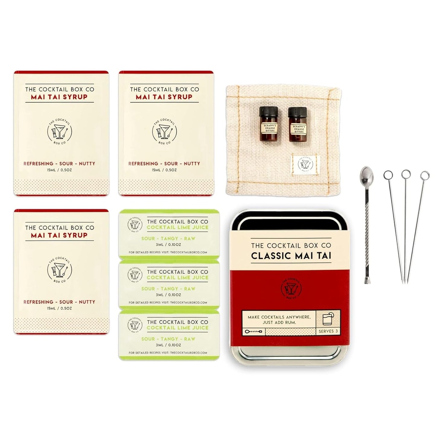 The Cocktail Box Co. Mai Tai Cocktail Kit - Outdoor Mixology & Travel Bartender Kit - Portable Set with Bar Tools & Drink Mixers