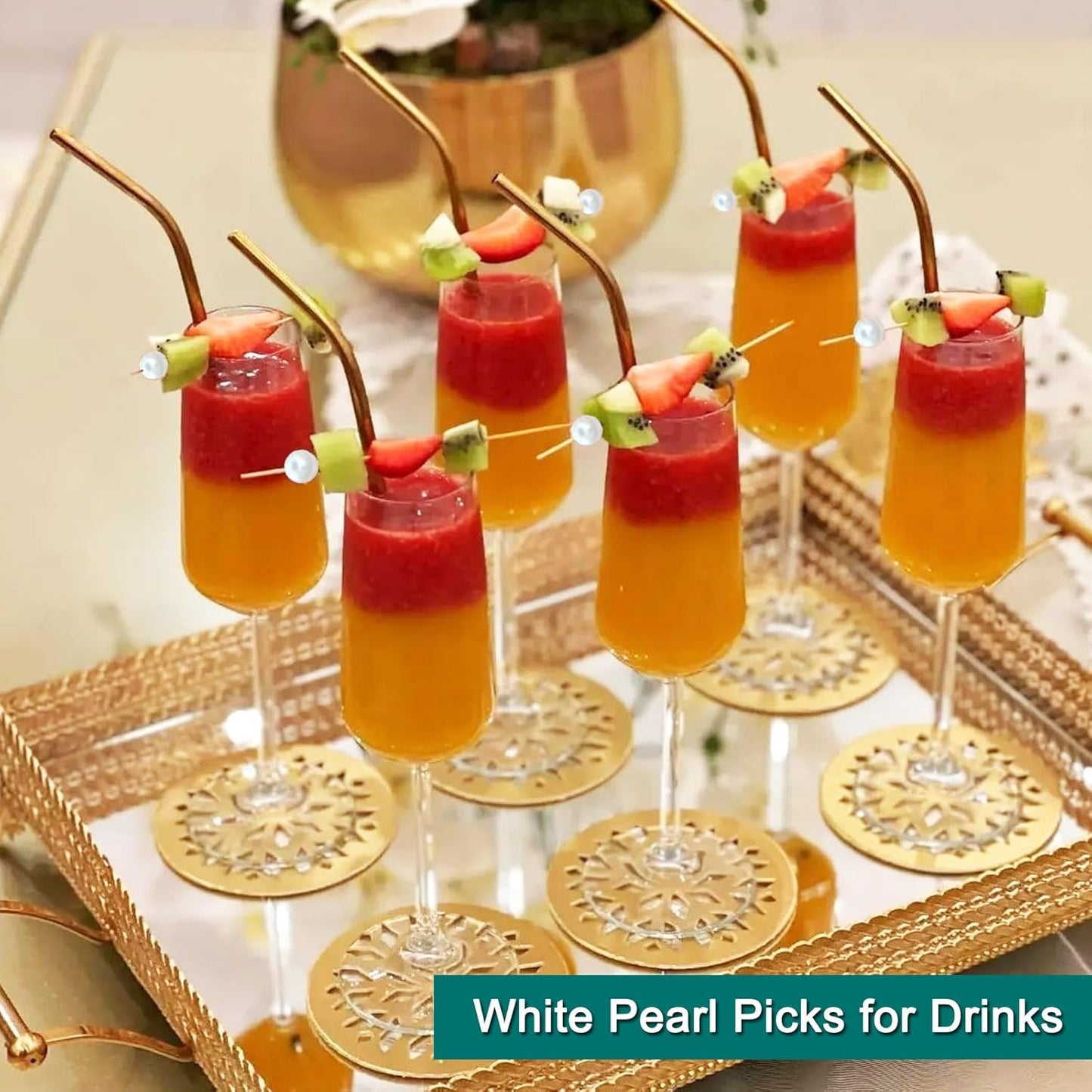 200 PCS Cocktail Picks,White Pearl Fancy Toothpicks for Appetizers,4.7 Inch Long Decorative Bamboo Cocktail Skewers Sticks for Wedding Decor Bridal Shower Decorations,Charcuterie Boards Accessories