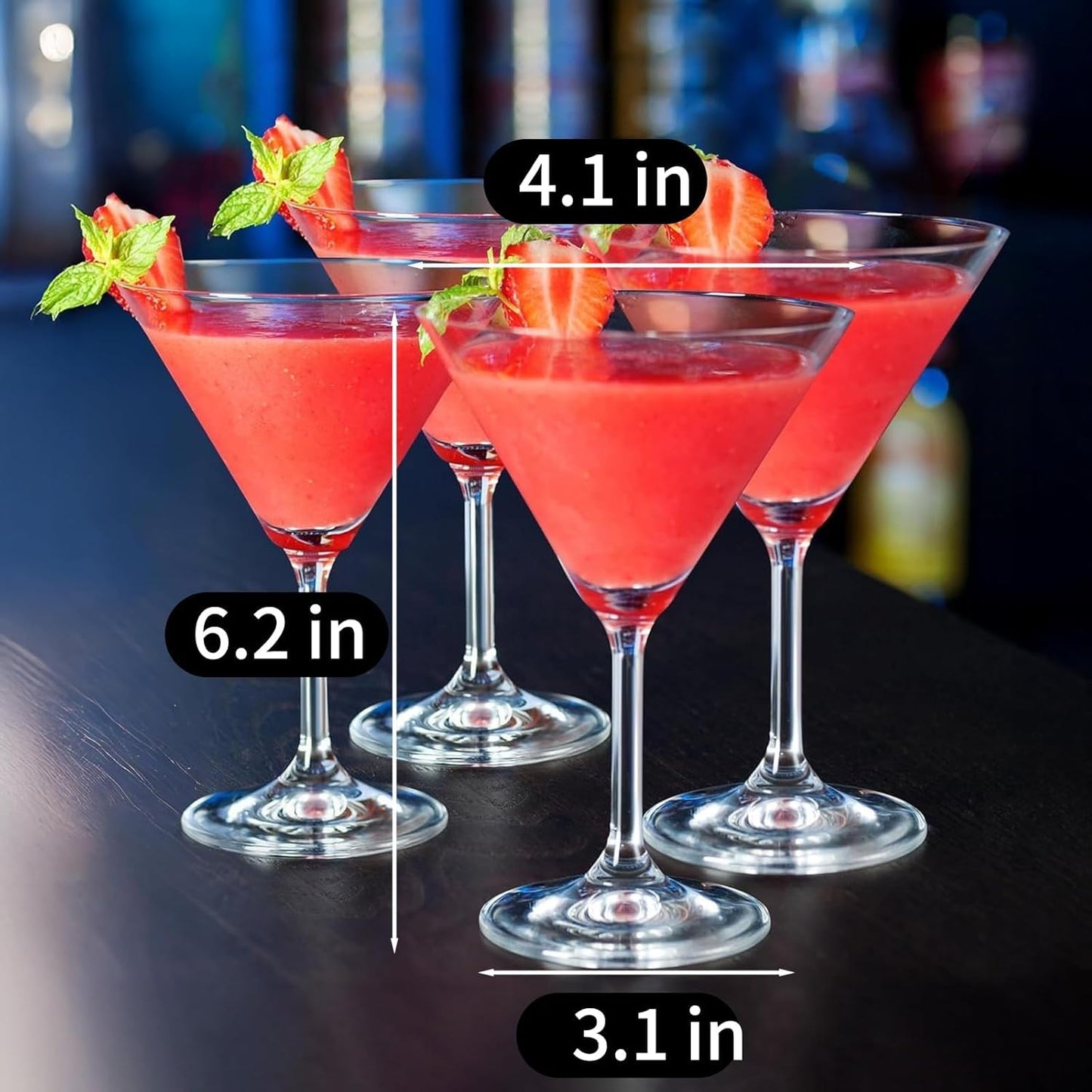 PARACITY Martini Glasses Set of 4, Coupe Glasses, Martini Glasses for Cocktails, Martinis, Margaritas, Parties (8OZ/240ML)