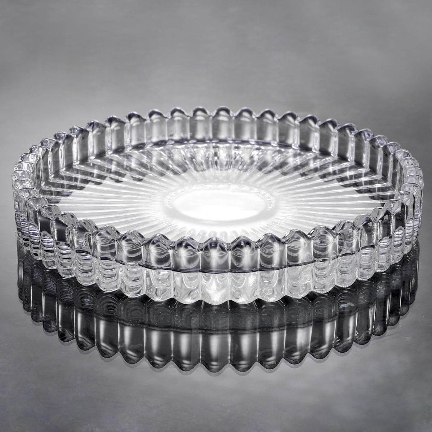 Elsjoy 12 Pack 4 Inch Modern Clear Coaster Set, Round Pillar Candle Holder Plates, Clear Crystal Glass Coaster for Drinks, Bar, Dining Table