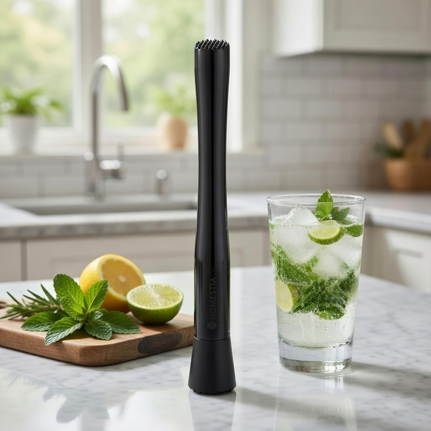 Homestia Double Heads Muddler for Cocktails (Black)