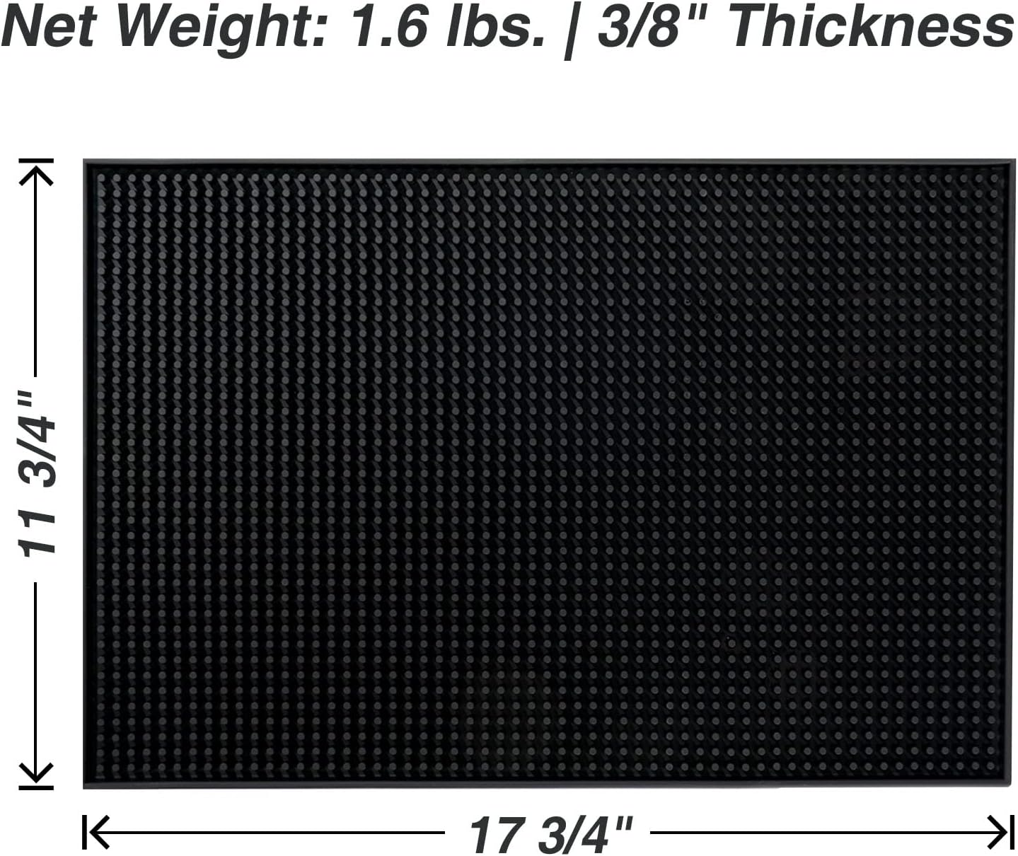 BARsics PVC Bar Service Mat for Cocktail Bartender 18x12 inches (Black)