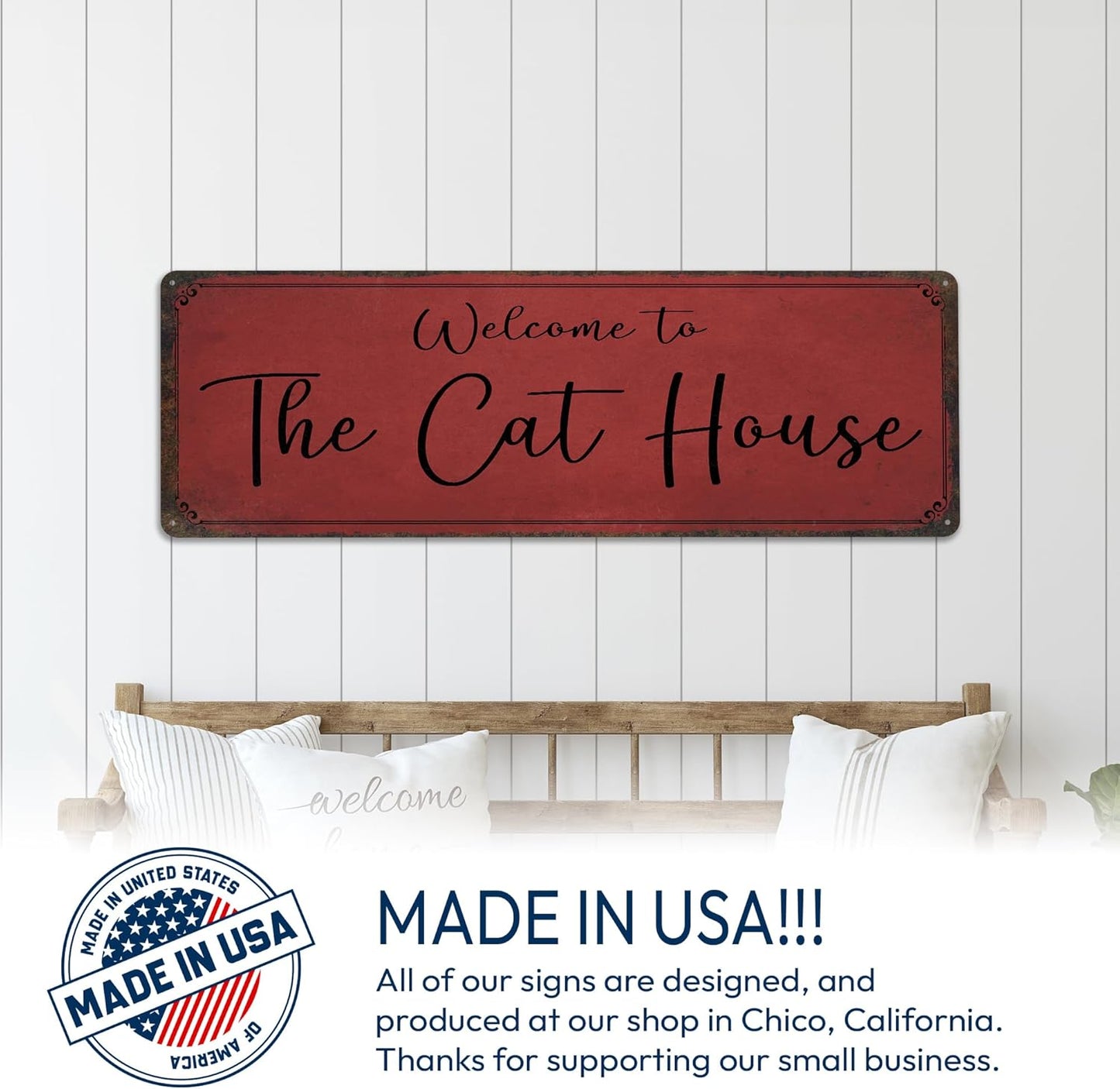 Custom Rustic Metal Sign Personalized with Your Text – Vintage Style Aluminum Composite ACM – Made in USA – Indoor Outdoor Wall Decor – Multiple Sizes with Pre-Drilled Holes