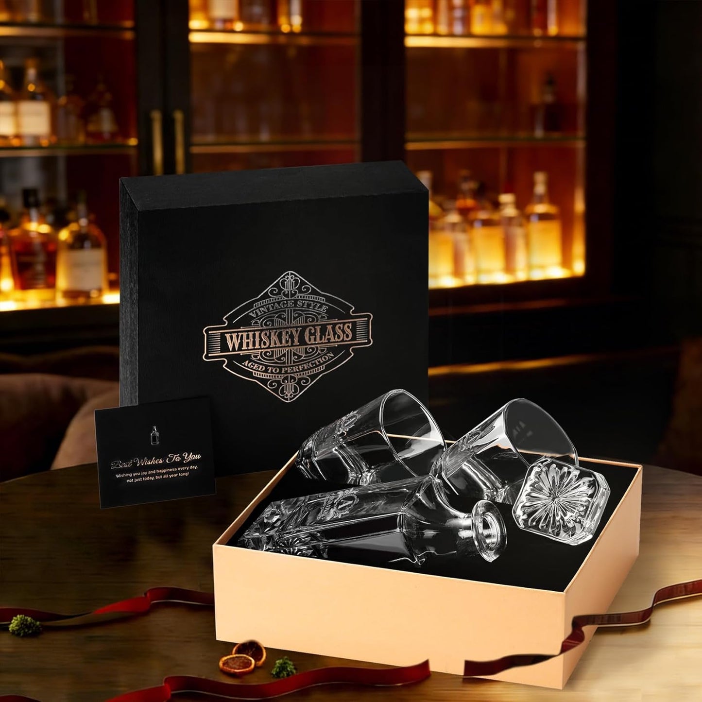 Personalized Whiskey Decanter Set with 2 Glasses, Laser Engraved Lead-Free Liquor Decanter Gift Set for Men, 750ml Glass Bottle Gift Box Bar Accessories for Dad Husband Boss Grandpa Brother, D