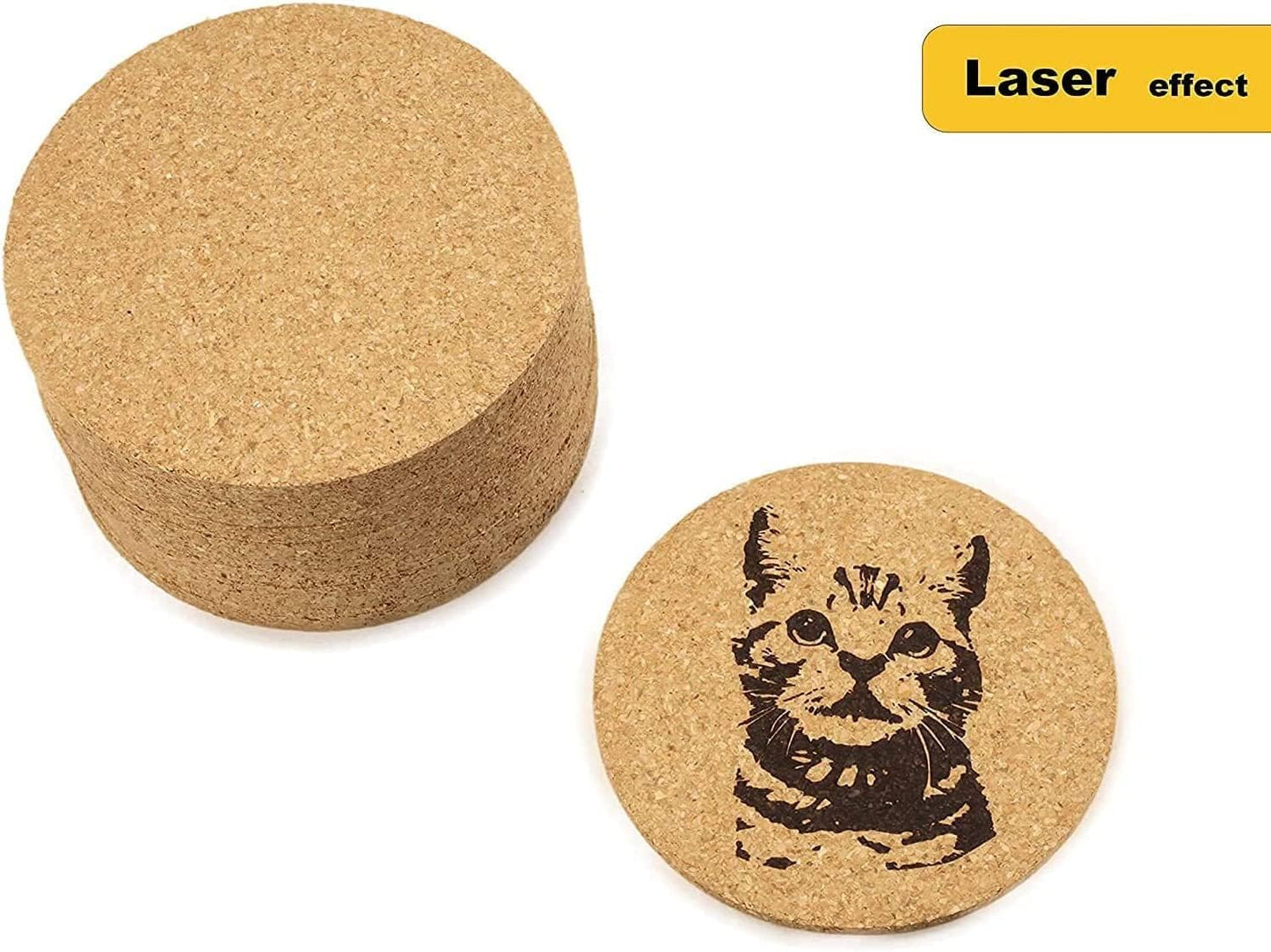 Faithful Panda 50 Pack Cork Coasters for Drinks - 3.5" Round Blank Natural Cork Pads, 3.5mm Thick Absorbent Heat-Resistant Drink Coasters for DIY Laser Engraving, Wedding Favors, Home Bar & Party