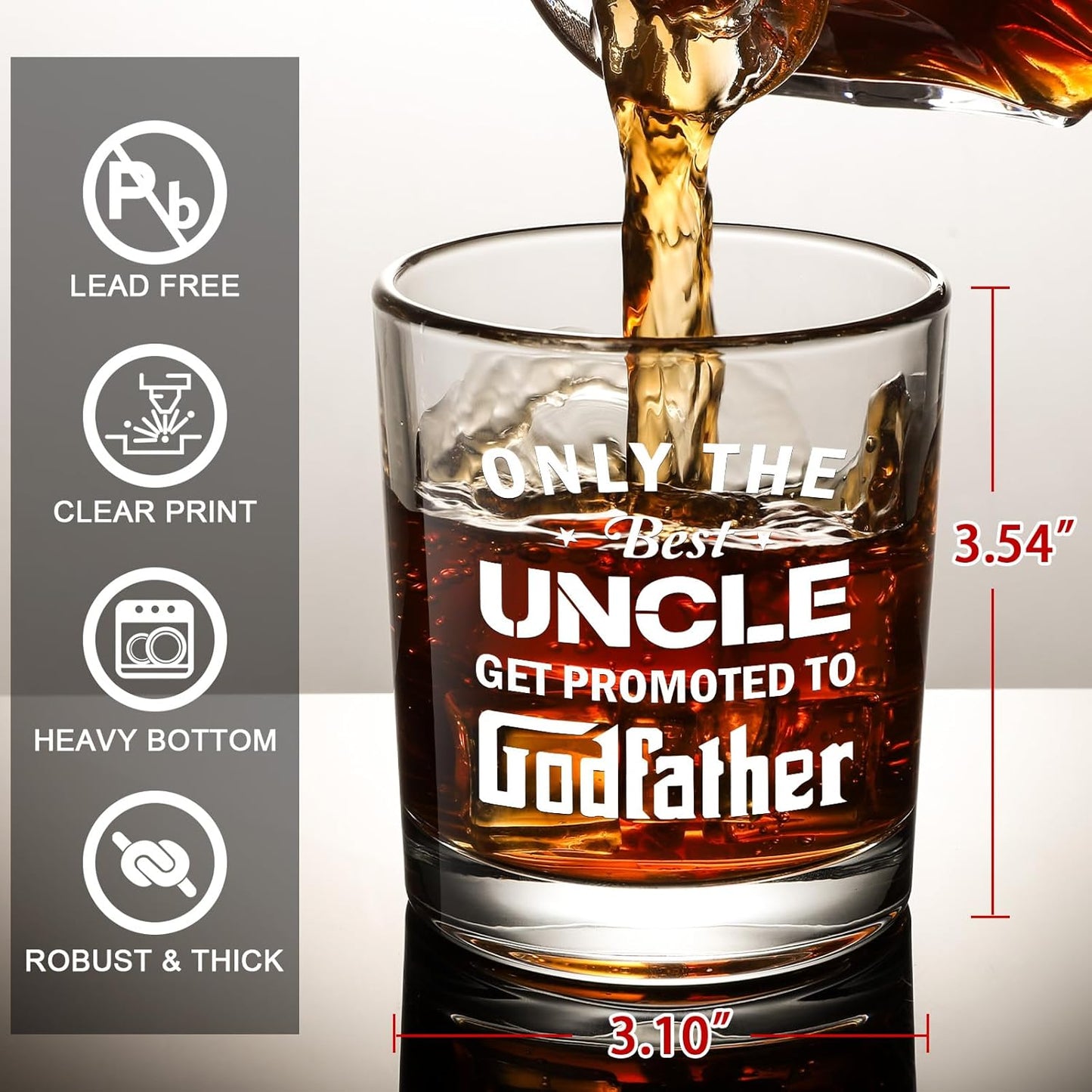 Godfather Proposal Gifts, Pregnancy Announcement Gift for Brothers & Uncles, Rocks Glass & Bourbon Barrel Set for Christmas, Only The Best Uncles Get Promoted to Godfather