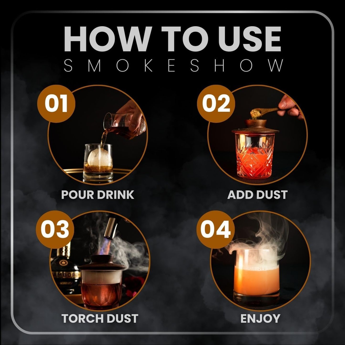 Smokeshow Cocktail Smoker Bundle with Kitchen Torch, Six Flavors of Wood Chips, Apple, Hickory, Maple, Mesquite, Cherry and Bourbon Soaked Oak. (No Butane Included)