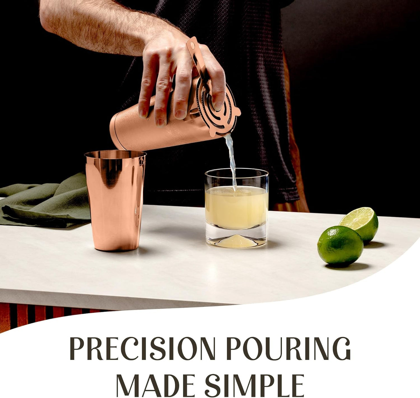 Mixology & Craft Boston Shaker Set with Weighted Martini Mixers, Strainer, Japanese Jigger, Leak-Proof Copper Finish, Exclusive Recipe Cards – Ideal Bar Tools Gift for Home Or Professional Use