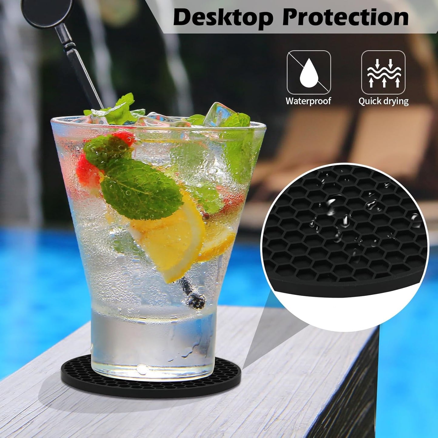 Silicone Coasters Set of 12 with Holder,Coasters for Drinks,Beer,Coffee Coasters,Suitable for Kinds Cups,Hot or Cold,Anti-SLI,Non-Stick,Anti-Overflow Tabletop Protection and Decor (12 Pcs, Black)