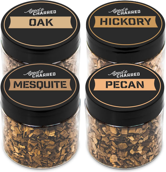 400 Cocktail Smoker Wood Chips - Bold Flavors Big Pack - Pecan, Hickory, Oak, Mesquite - Whiskey Smoker Wood Chips for Bourbon & Cocktail Smoker Kits