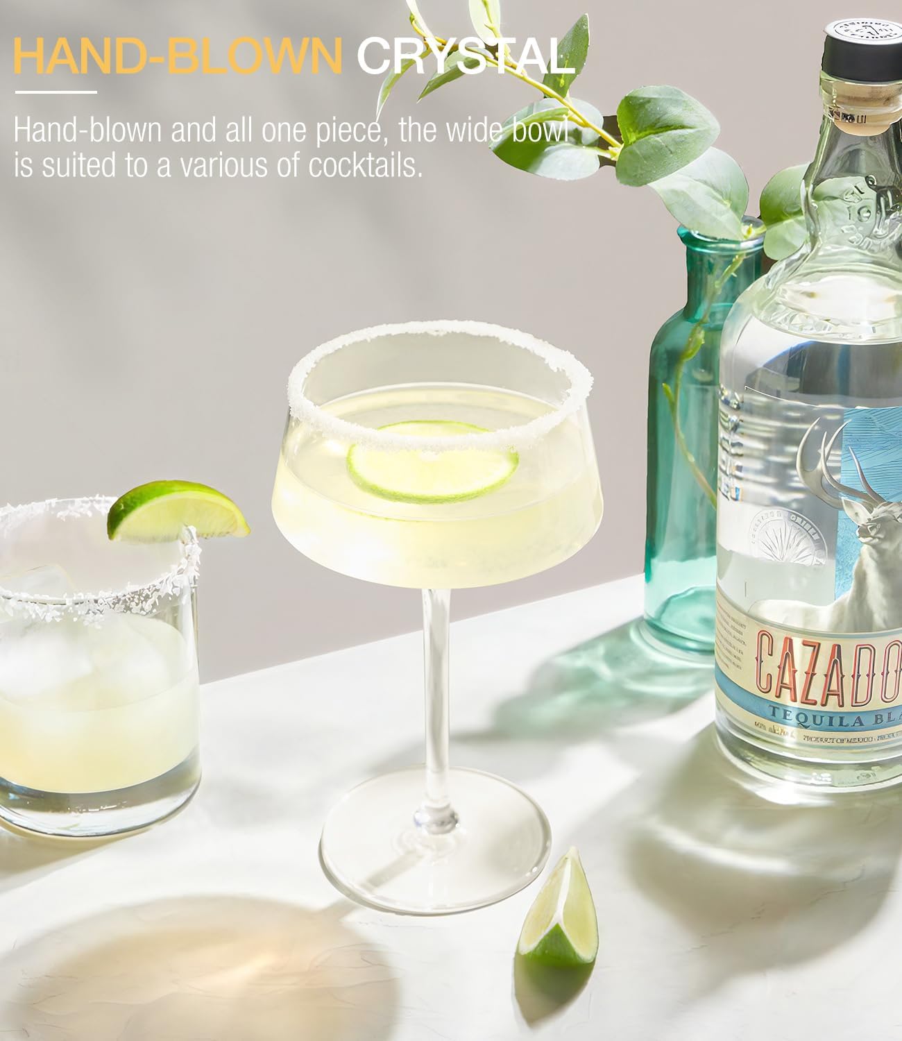 LUNA & MANTHA Martini Glasses, Martini Cocktail Glasses for Margarita, Manhattan, Cosmopolitan, Espresso, Home Bar, Evening Parties, Birthdays, Housewarming Gift,Coupe Set of 6 8oz