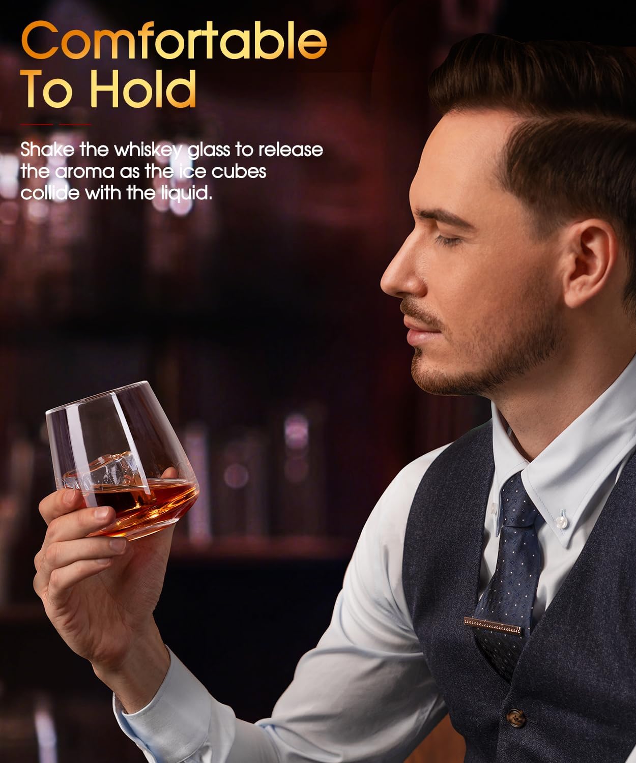 Whiskey Glasses Set of 4,13.5 Oz Crystal Old Fashioned Rocks Glasses for Bourbon Scotch Cocktails Drink Rum Cognac Vodka Liquor -Unique Gifts for Men,