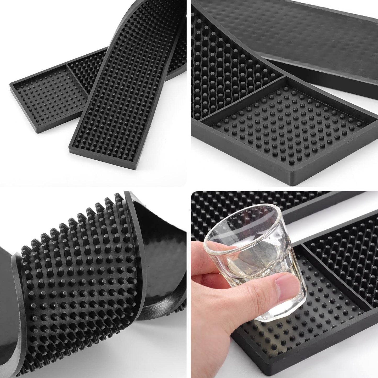 Noverlife 2PCS 23.65 x 3" Rubber Bar Mats, Non-Slip Bar Service Spill Mat Bar Table Mat Restaurant Kitchen Counter Bar Pad for Mixing Drinks, Anti-Skid Heat Resistant Barber Station Mat for Hair Salon