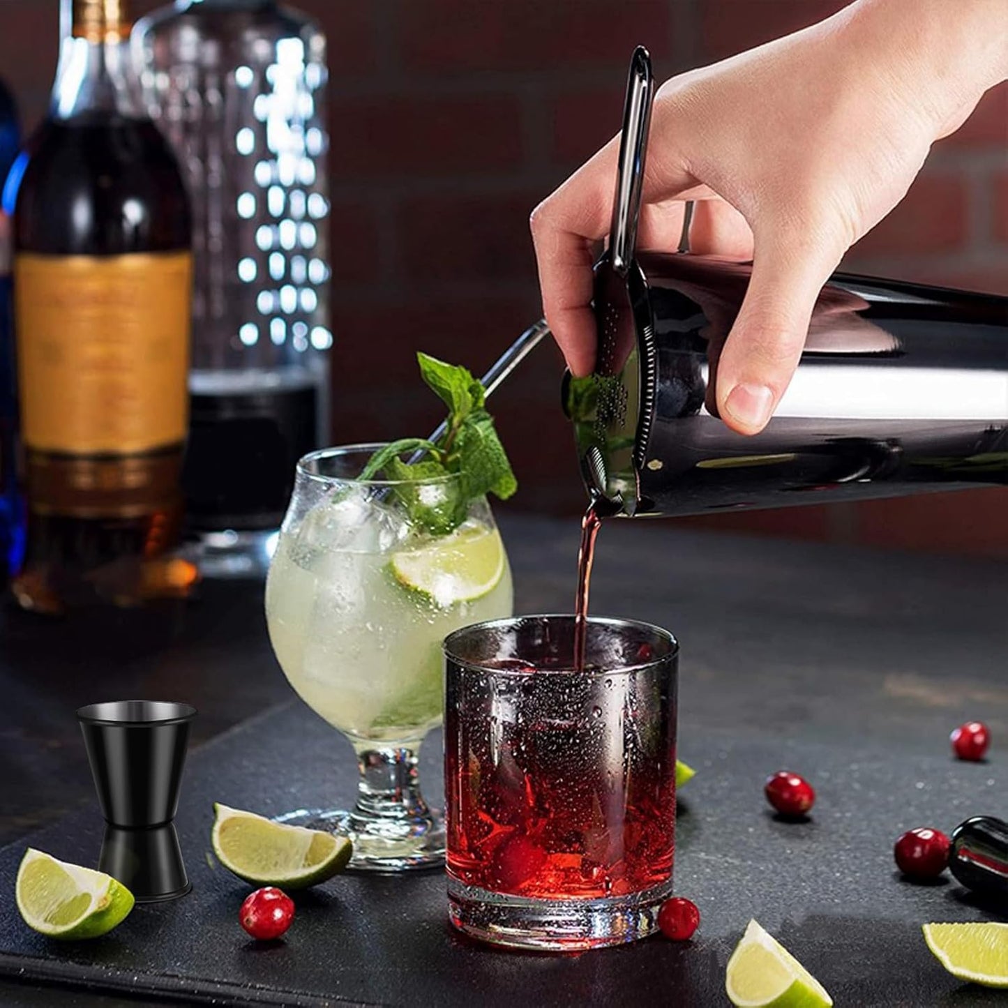 Mwellewm Boston Shaker Cocktail Set Bartender Kit, 12 Pcs Drink Shaker with Strainer Bartending Martini Shaker Tin with 18oz & 28oz Mixed Alcohol Shaker Stainless Steel Bar Tool for Beginner