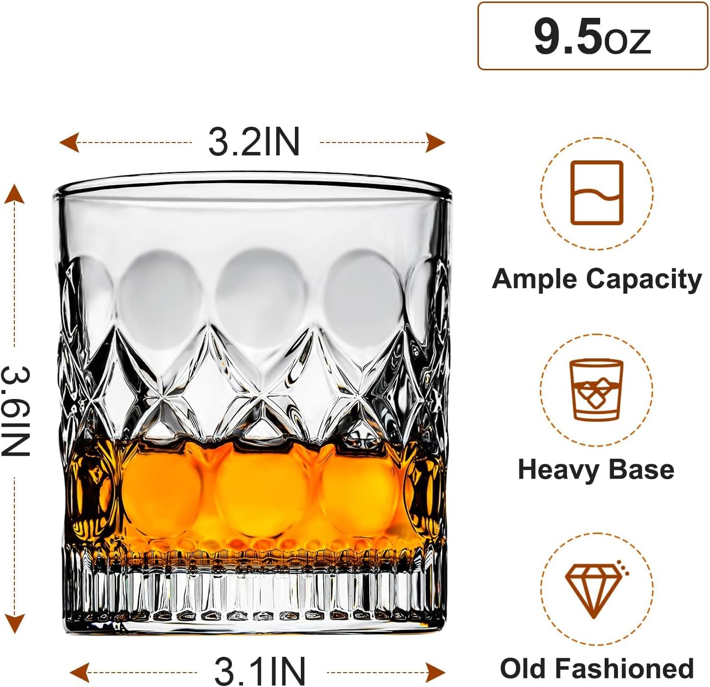 PARACITY Whiskey Glasses Set of 2,christmas gift, Old Fashioned Glasses, Rocks Glasses, Bourbon, Suitable for use in Bars, Parties, and Homes, The Right Gift for Men, Father 's Day Gift