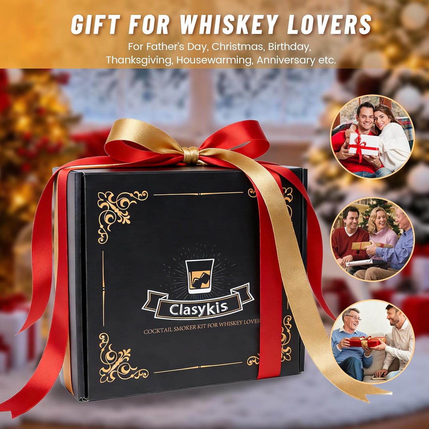 27Pcs Whiskey Smoker Kit-16 Wood Chips, Ice Ball Mold, Cocktail Smoker Infuser Kit, Old Fashioned Drink Smoker Kit, Birthday Bourbon Whiskey Gifts for Men,Husband,Dad,Him,Valentine's Day(No Butane