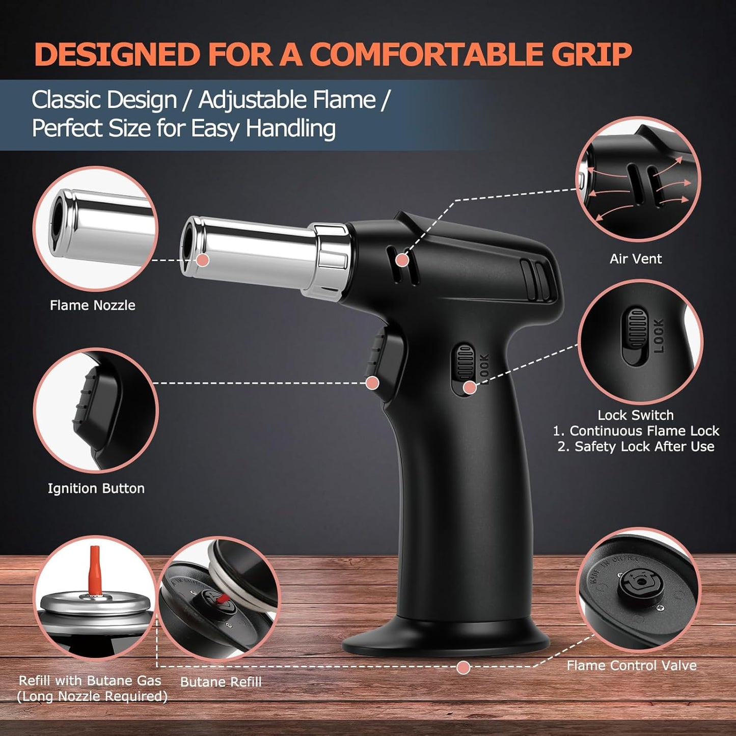 HMYBAR®26pcs Whiskey Smoker Kit with Torch | Cocktail Smoker Infuser Kit | Old Fashioned Drink Smoker Kit | Bourbon Whiskey Gift. Great Gift for Dad, Husband. Bamb Stand Black Color. (No Butane)