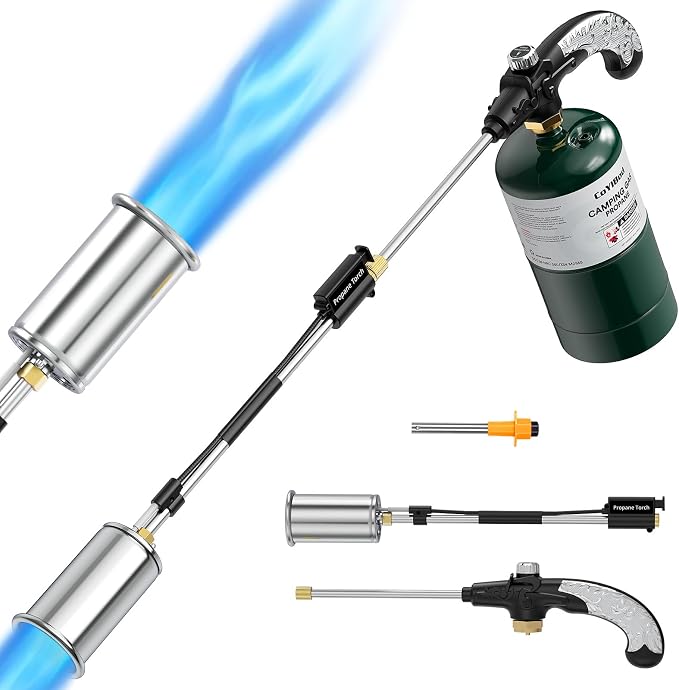 Butane Kitchen Torch, Safety Lock & 0‑90° Rotating Head for Baking - Blue
