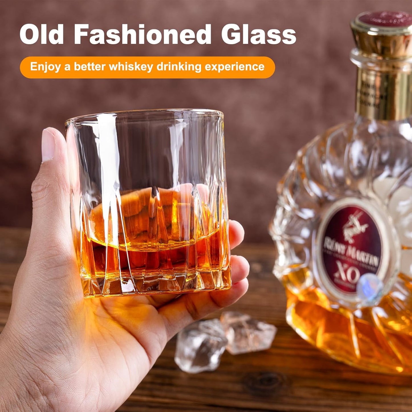 FrutPunch Whiskey Glasses Set of 2, 10 OZ Old Fashioned Glass for Scotch, Bourbon, Rum, Liquors and Cocktail Drinks Unique Bourbon Glass Gift for Men and Dad, Christmas