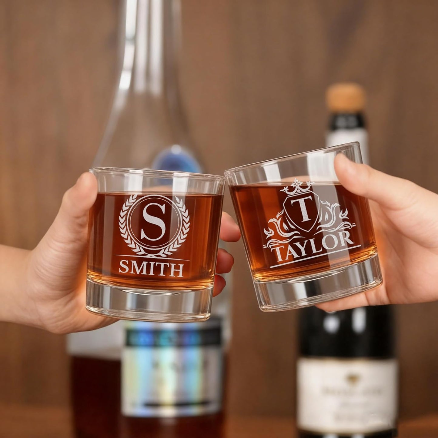 Personalized Whiskey Glass Engraved with Your Custom Text - Etched 12oz Bourbon Glass for Cocktails, Customized Gift For Men Him Husband Birthday, Your Text Here (Personalized, Old Fashioned Glass)