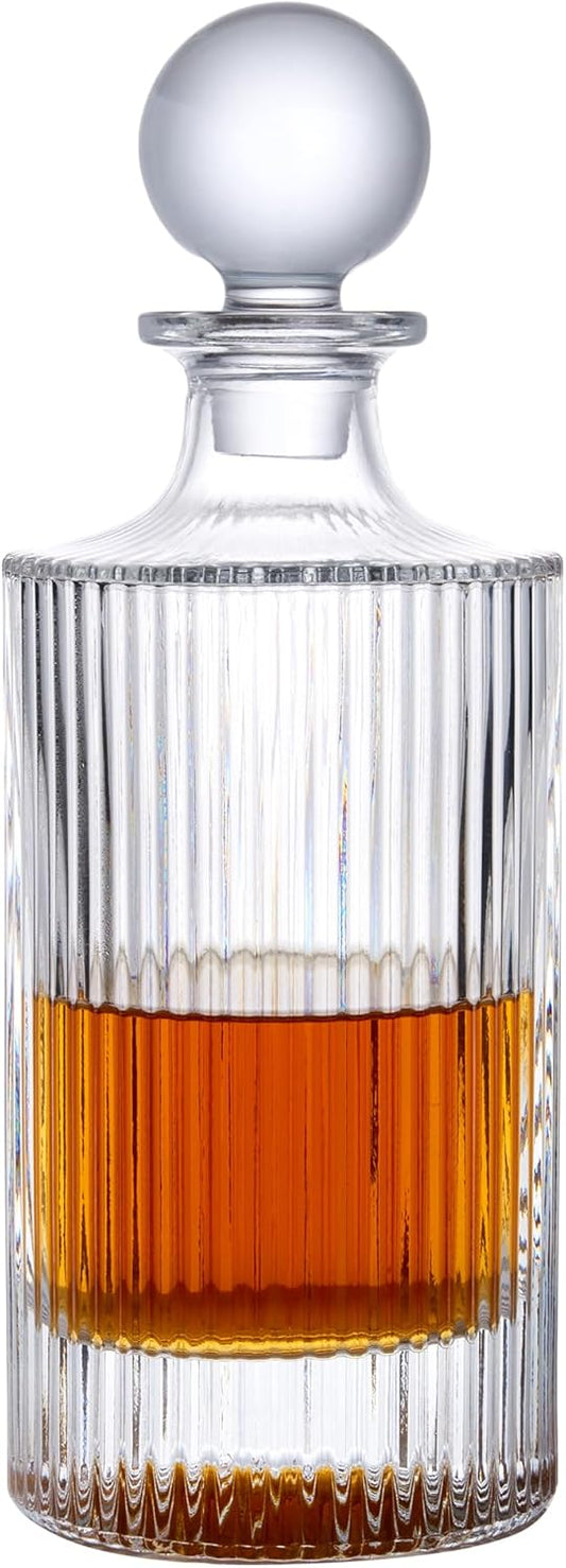 Lily's Home Whiskey Decanter with Stopper - 27 Oz Crystal Glass Design, Liquor Decanter, Leak-Resistant for Bourbon & Scotch - Elegant Home Bar Decor, Gift for Men & Dad