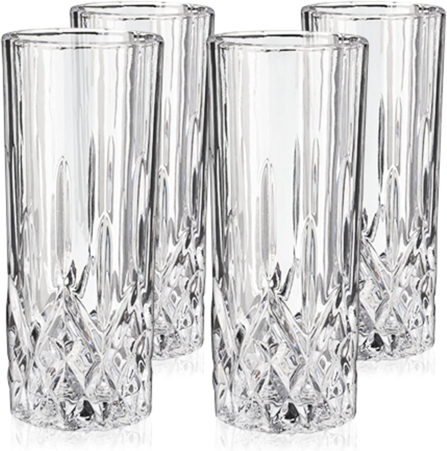 Viski Admiral Highball Glasses, Crystal Drinking Glasses, Elegant Glassware for Whiskey, Vodka, Cocktails, Perfect for Home Bars, Indoor & Outdoor Parties, Stylish Drinkware, 9 oz, Set of 4