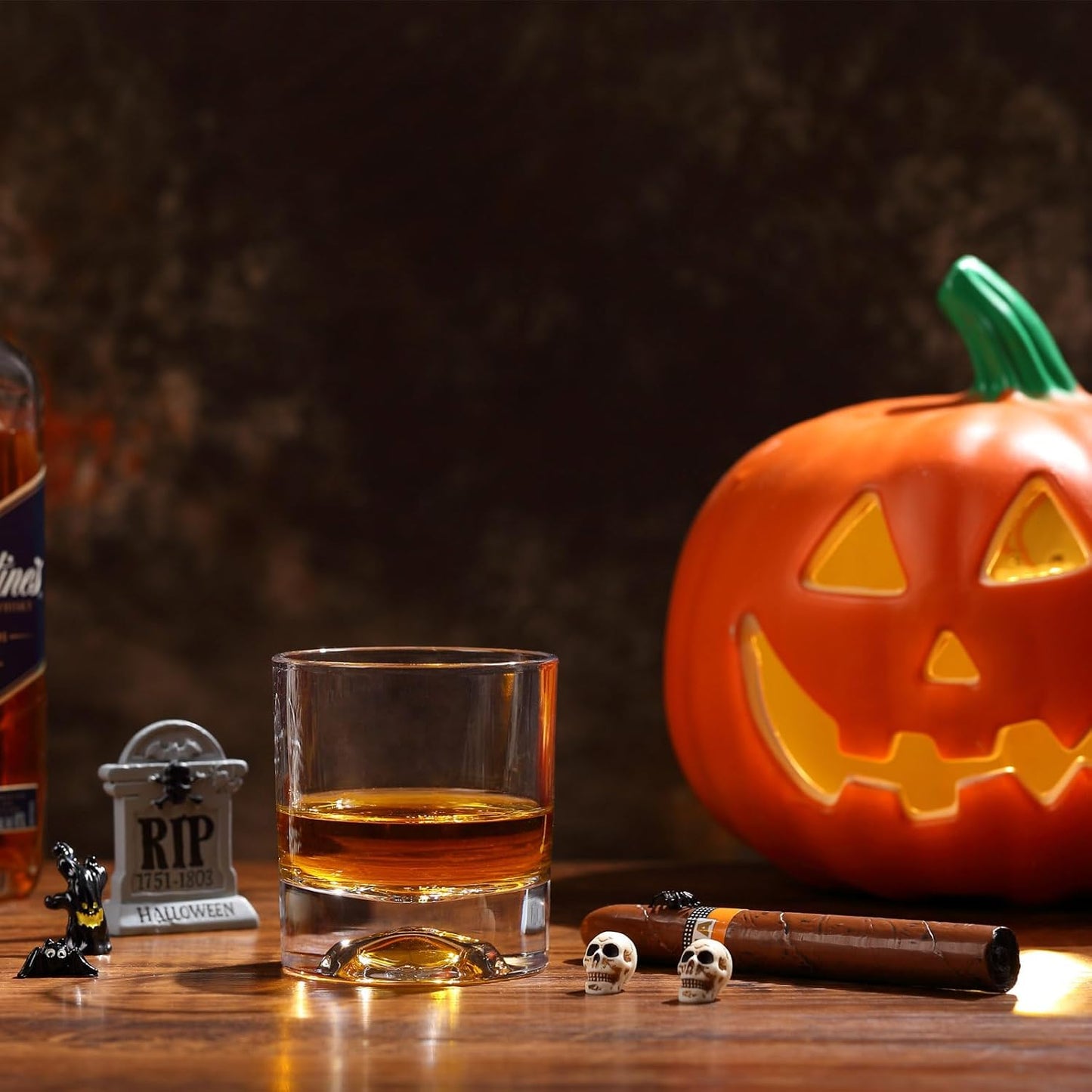 Hand Blown Crystal Skull Whiskey Glasses, Set of 2 Bourbon Glasses In Gift Box - 10 Oz Old Fashioned Glasses for Scotch, Cocktail, Rum - Perfect Gifts for Halloween, Christmas, Thanksgiving for Men | Hand Blown, Bourbon Glasses, In Gift Box, for Scotch, C