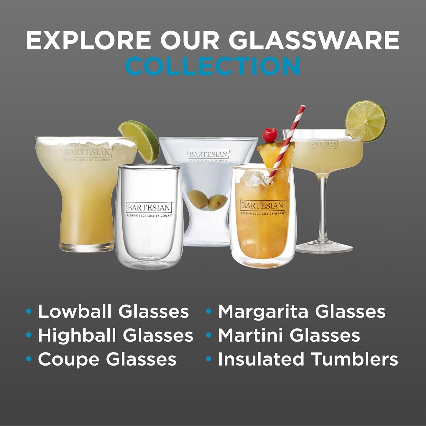 Bartesian Cocktail Glass Sets - Coupe Drinking Glassware for Cocktails & Mocktails - Bar Glasses for Martini, Margarita, Pina Colada, Whiskey Sour, Old Fashioned - Set of 2