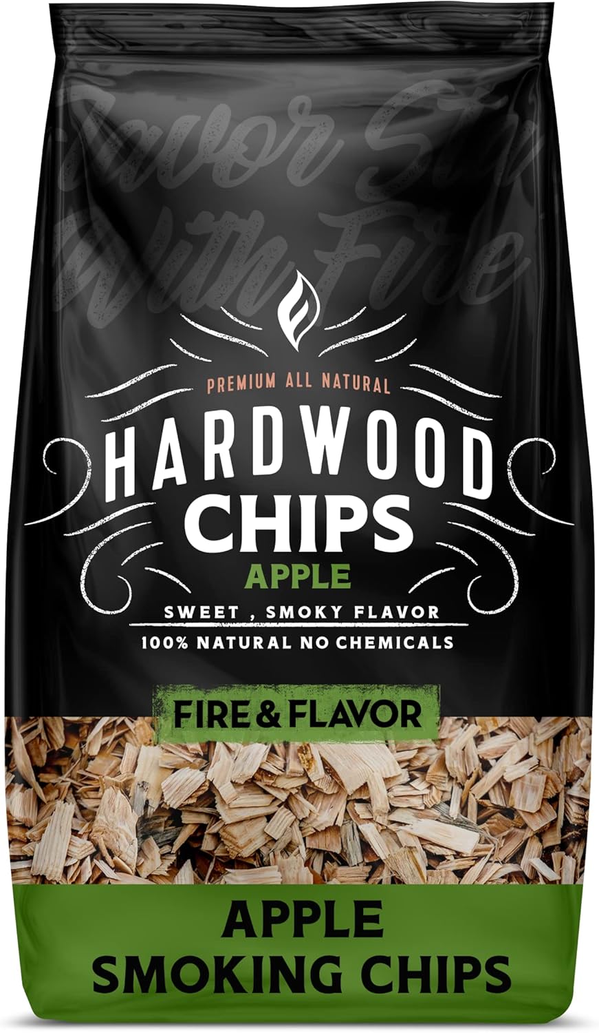 Fire & Flavor Premium All Natural Wood Chips for Smoking - Smoker Accessories Gifts for Men and Women - Apple - 2lbs