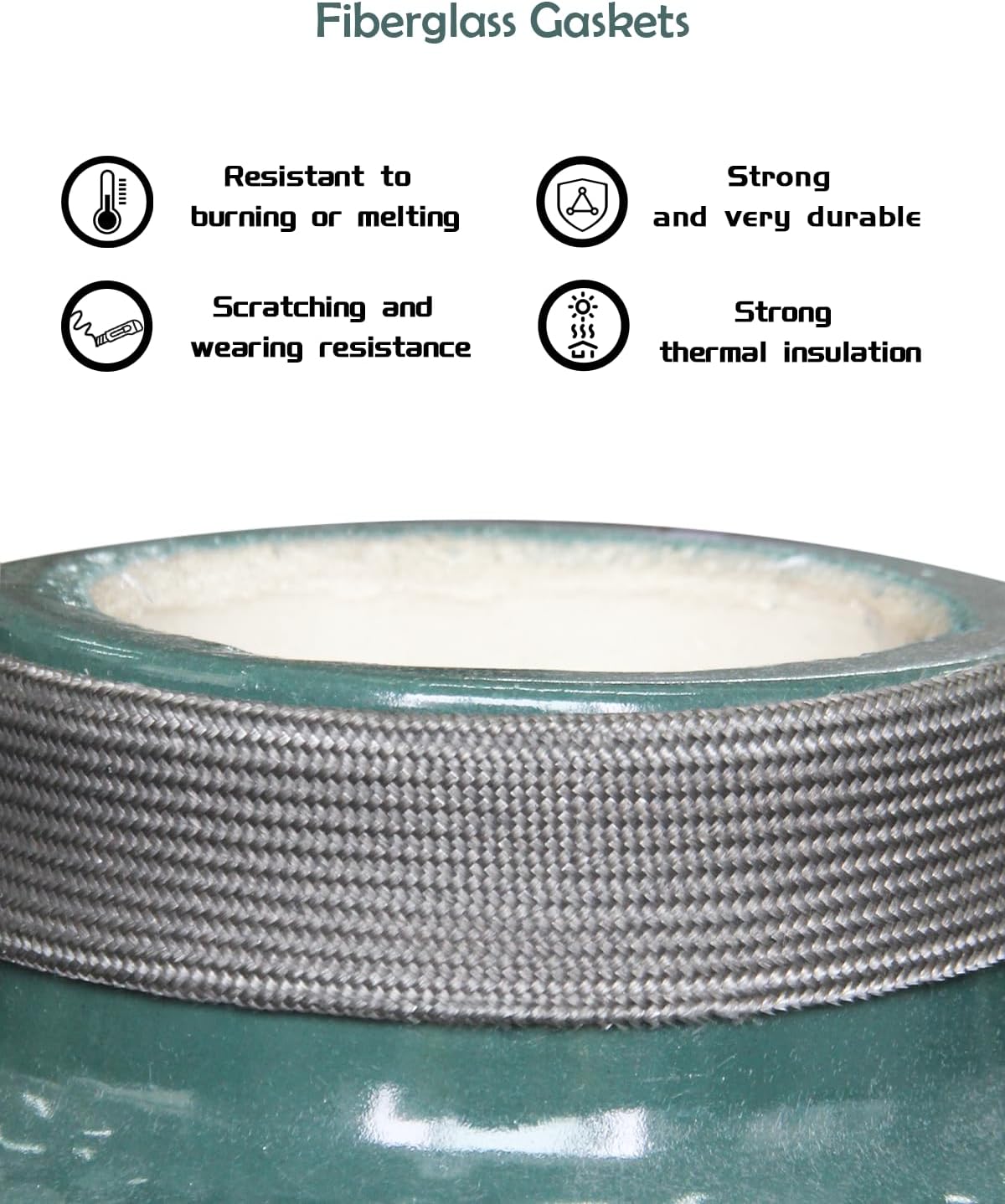 KAMaster Wire Mesh Gasket Kit Fit Big Green Eggs Dome High Temp Grill Gasket Replacement for Green Eggs Top Lid Better Sealing Top Gasket