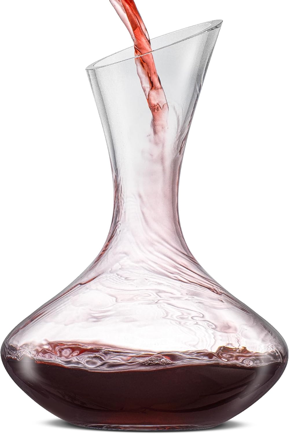 JoyJolt Lancia Wine Decanter Crystal Wine Aerator Handmade Base Glass Pitcher Ultra Elegant Design Easy Pour Slanted Spout for Wine 1200ml (40 fl.oz)