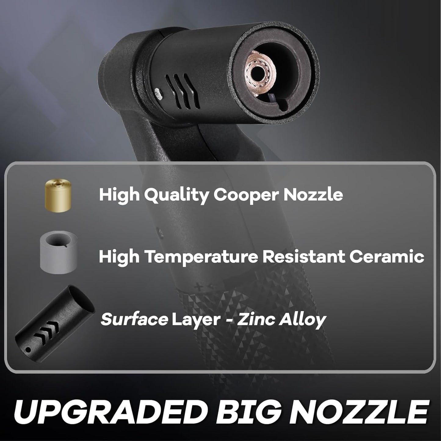 Luxgaze Butane Torch Kitchen Torch Lighter Refillable Big Jet Flame Mini Blow Torch Portable Crème Brulee Torch for Camping Grill Culinary Soldering Cooking Welding BBQ(Gas not Included) Black