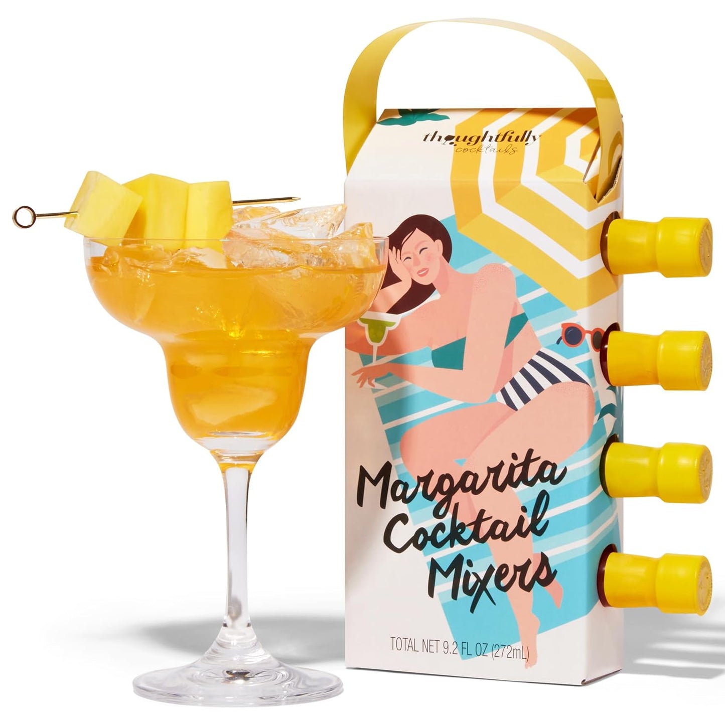 Thoughtfully Cocktails, Margarita Mixer Gift Set, 2.3 Ounces Each, Flavors Include Blood Orange, Strawberry, Mango, Watermelon, and Lime, Includes Rimming Salt, Pack of 4 (Contains NO Alcohol)