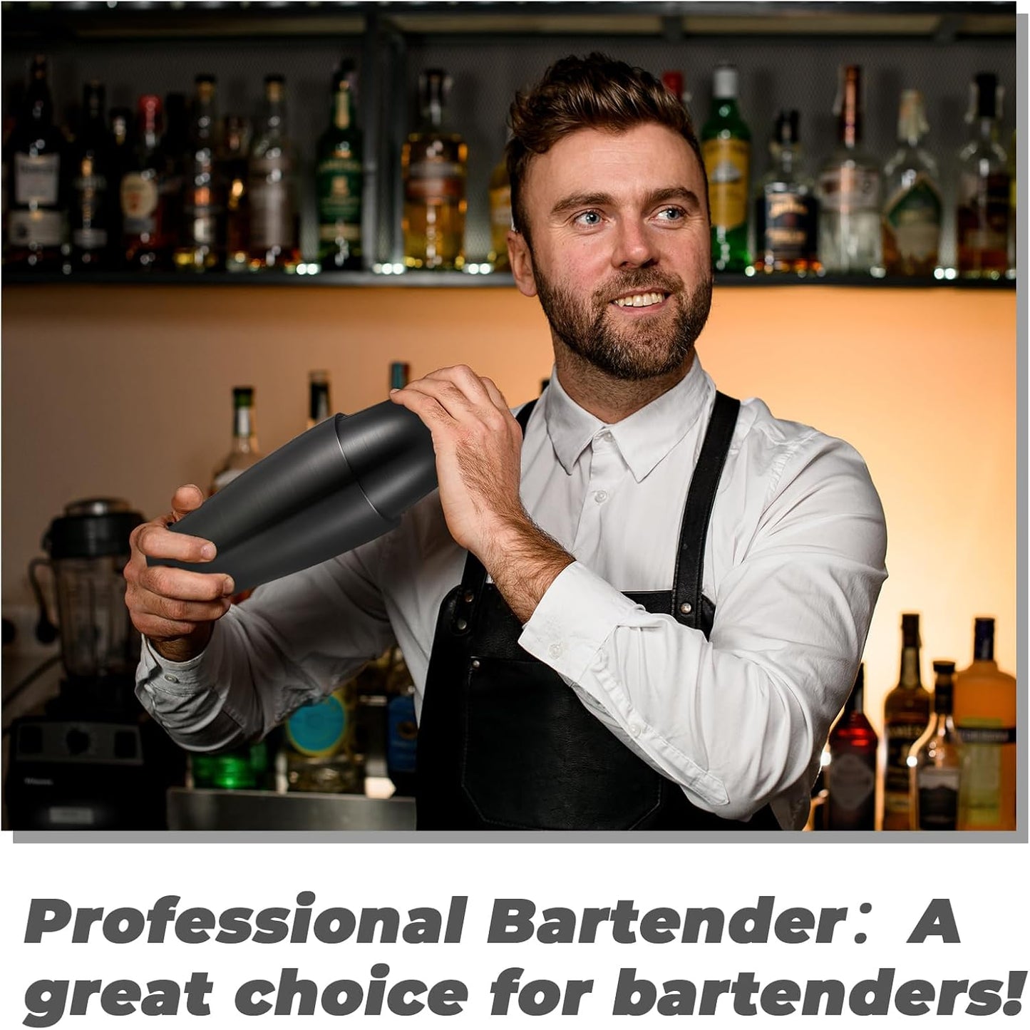 Sabary 6 Pcs Cocktail Shakers Professional Bar Shaker Boston Set Stainless Steel Martini Drink Mixer Basic Tool Weighted Shake Metal Can Cocktail Shaker Set, 18 Oz, 28 oz (Sanding Black)