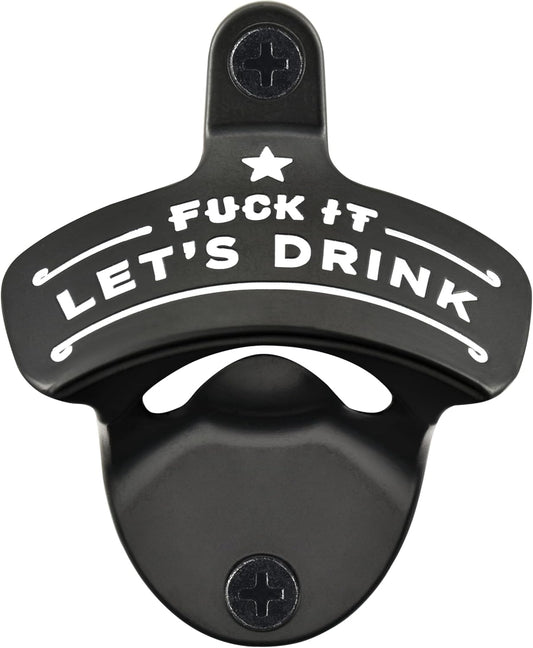 Funny Bottle Opener Wall Mount Black Stainless Post Mountable Beer Cap Opener for Wooden Cooler Caddy