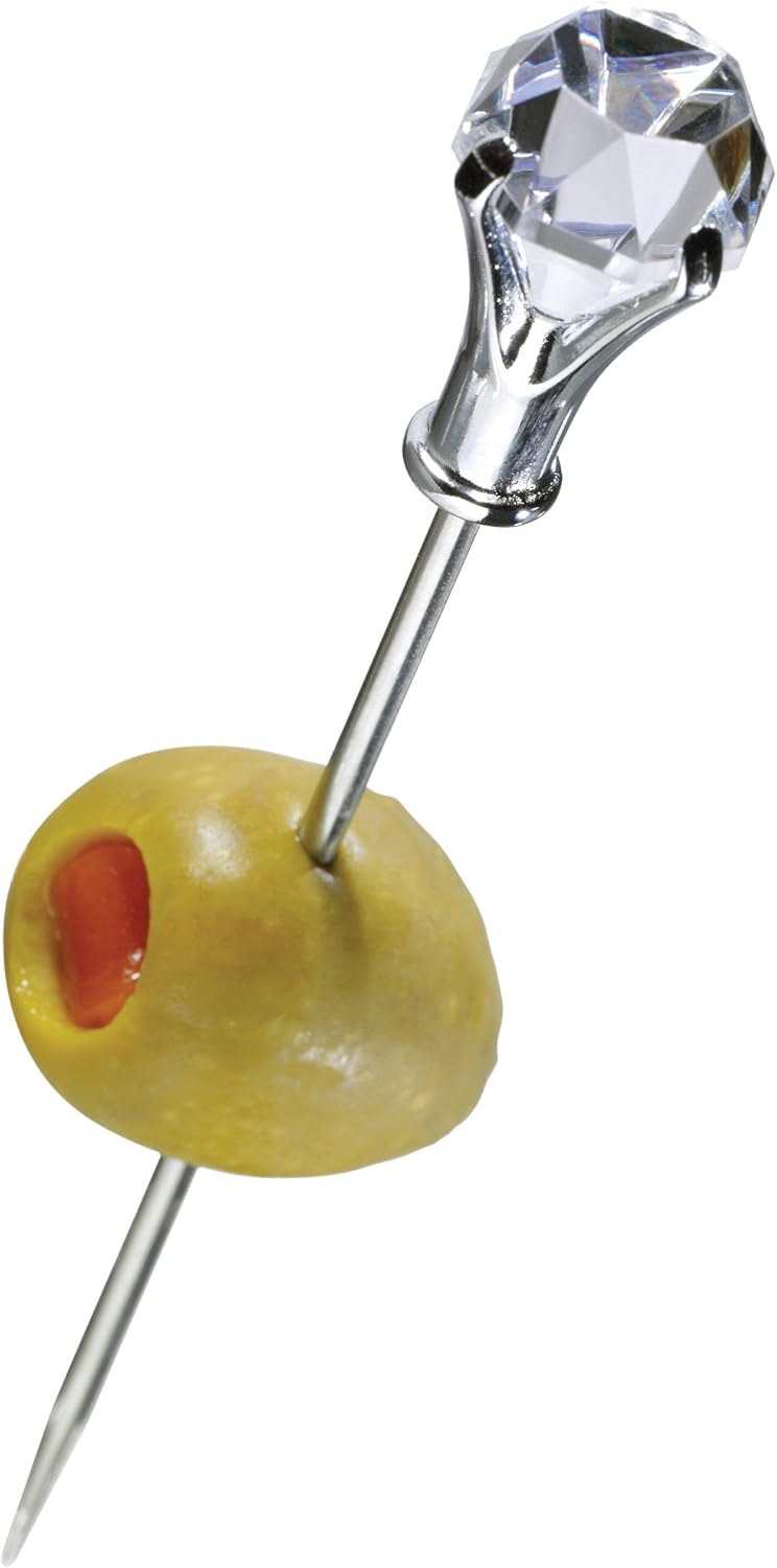 Prodyne GS-7-B Happy Hour black with Diamond Head martini Picks Garnish Server (Set of 6), Clear